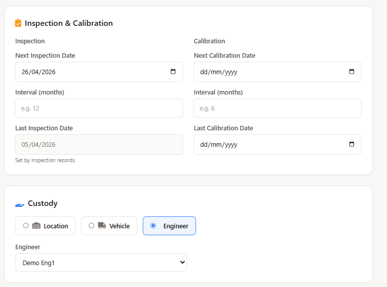 Field Ascend scheduler blocking a job allocation because a required tool is out of calibration, showing FSM and tool compliance connected in one system