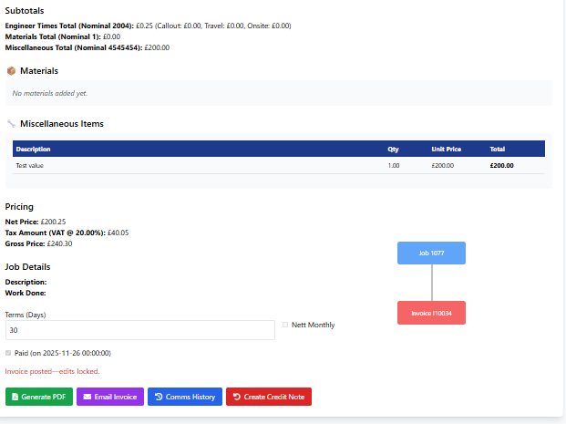 Field Ascend invoice list and accounts integration for field service businesses