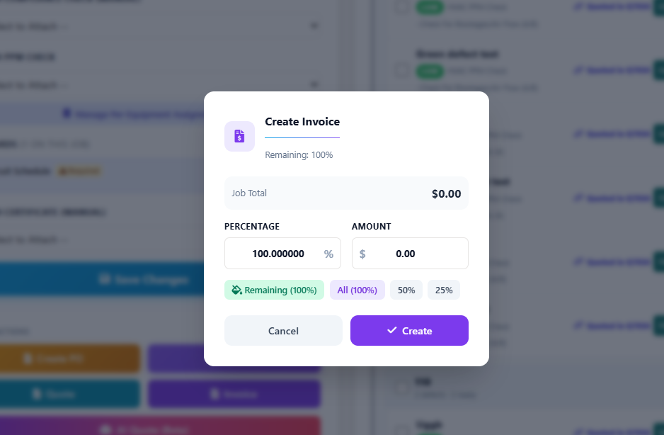 Field to finance workflow for field service software with QuickBooks integration from scheduled job to invoice review and accounting handoff