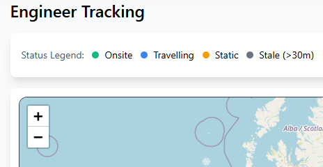 Engineer tracking panel showing status list