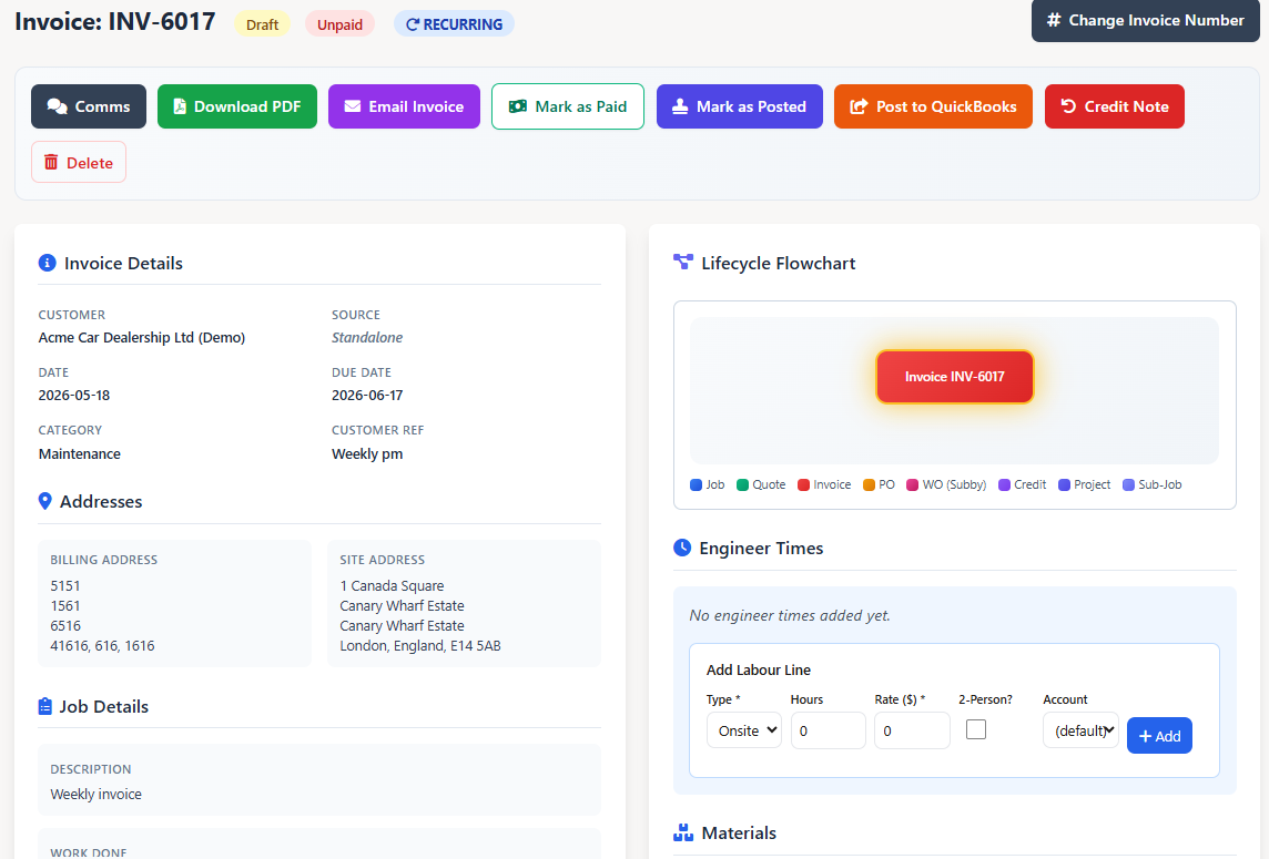 Field Ascend job to invoice workflow for U.S. contractors with QuickBooks and field service invoicing